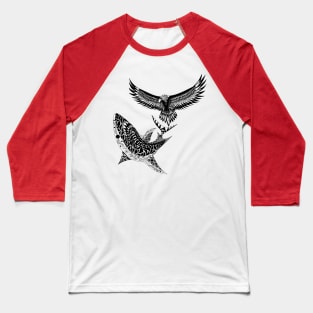 the shark and the eagle in hunting night ecopop Baseball T-Shirt